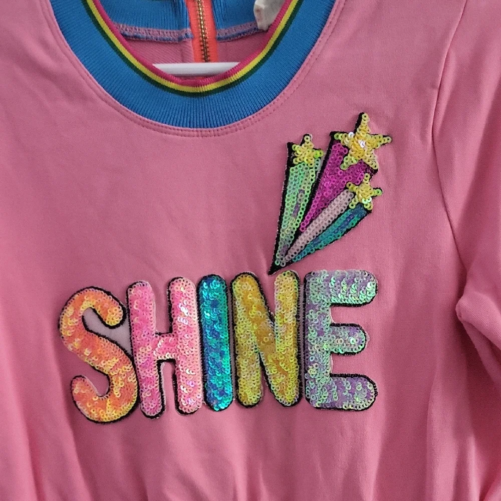 Baby Sara Pink Kids Dress with Colorful Shine Design - 6